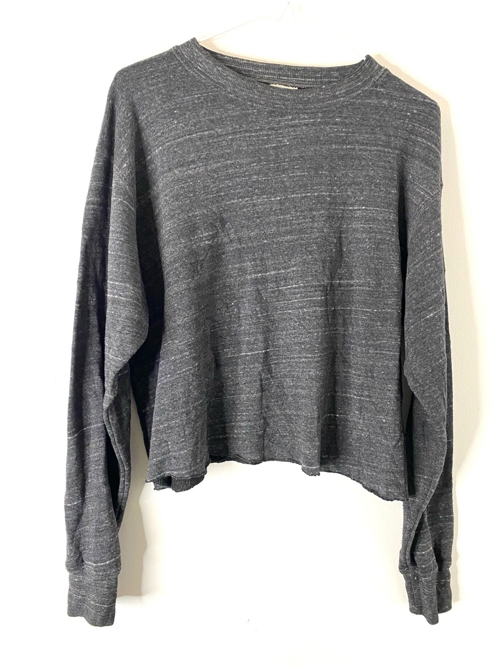 John Galt Made in Italy Charcoal Grey Oversized Cropped Raw Hem Sweatshirt
